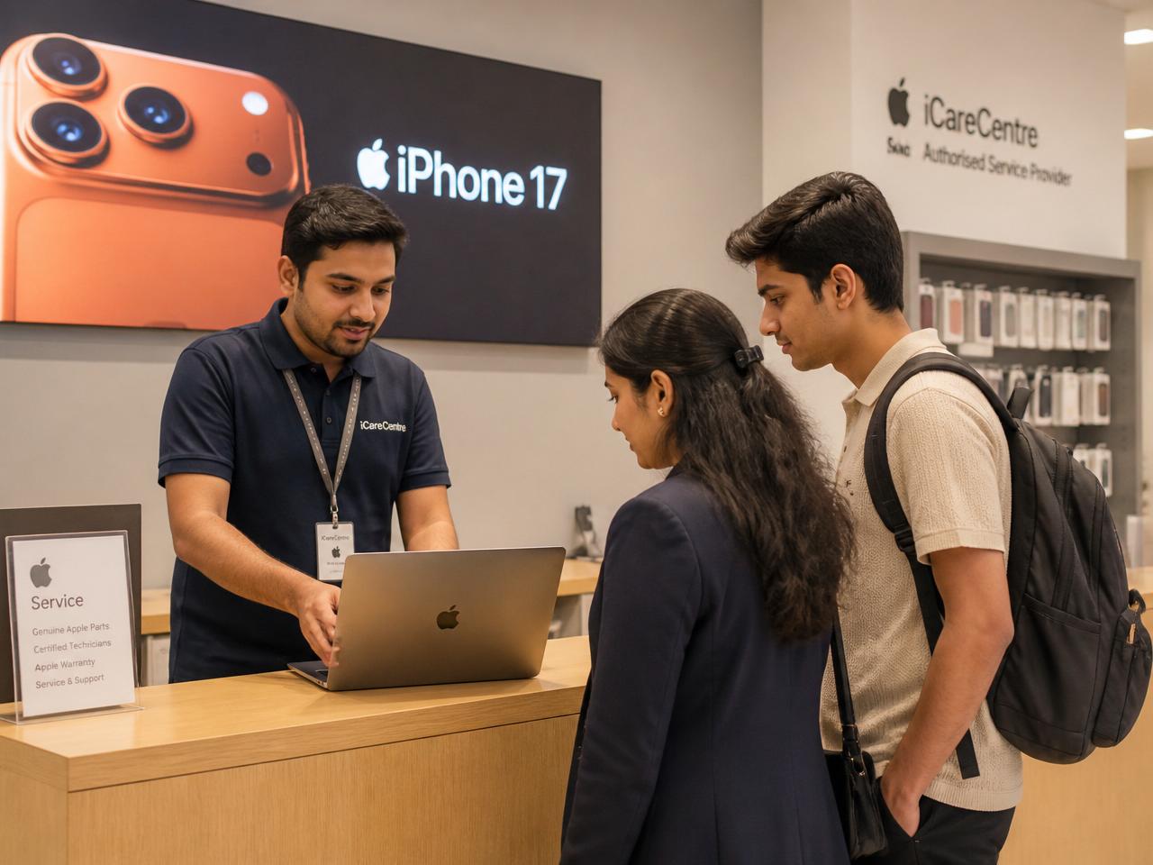 Indian customers consulting a certified technician at iCareCentre